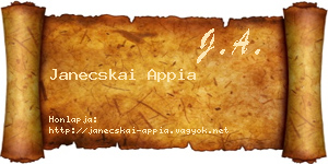 Janecskai Appia névjegykártya